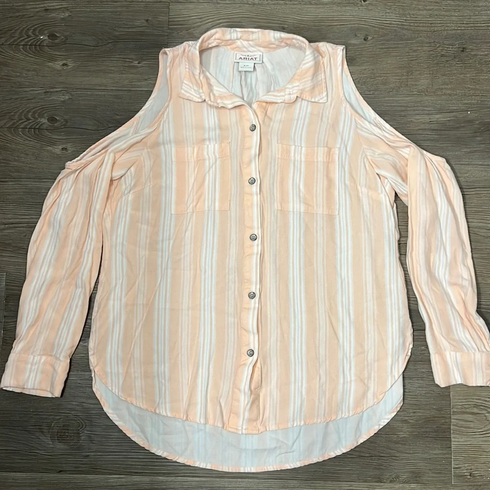 Ariat Markle Cold Shoulder Striped Top - Picture 2 of 7